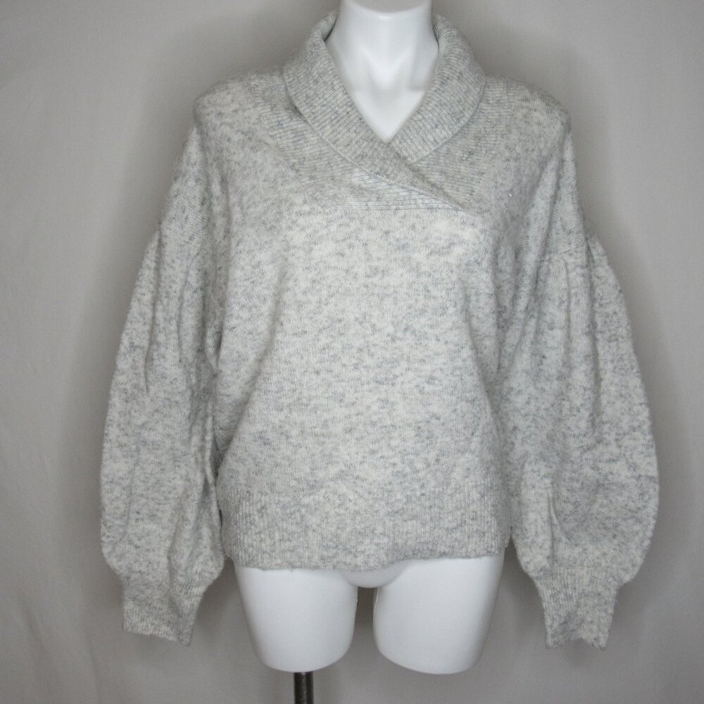 Madewell Light Gray Heather VINSON Shawl Collar Sweater Women's L Large
